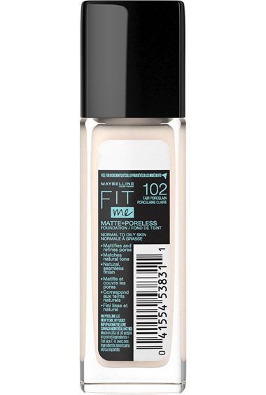maybelline fit me matte poreless foundation 102 fair porcelain 041554538311 back